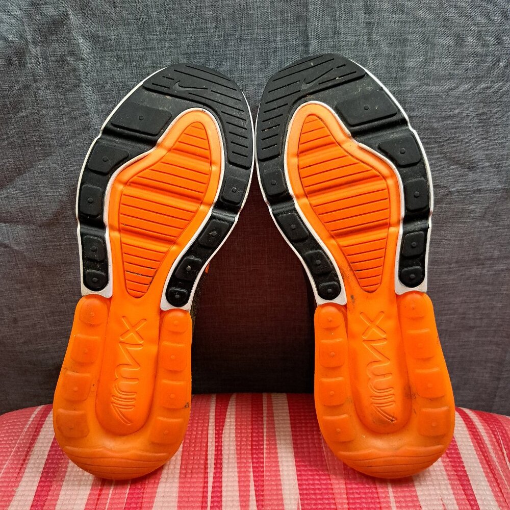 ! Nike Air Max 270 Flyknit Men 10.5 Olive Green Orange Men's Athletic Sneakers - Picture 6 of 14